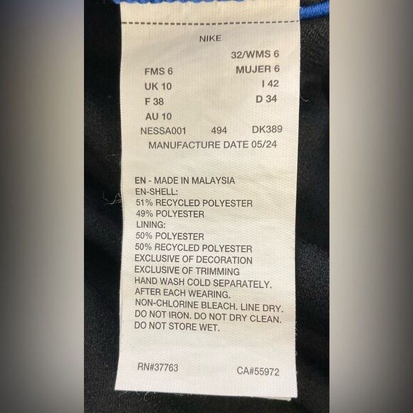 NIKE Womens Royal Blue Performance One-Piece Swimsuit Lined Hydrastrong 32 sz 6 - Picture 14 of 14